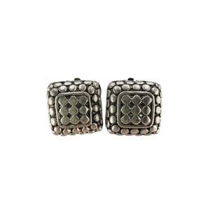 Vintage 90's Southwestern Bali-Style Geometric Silver Clip On Earrings